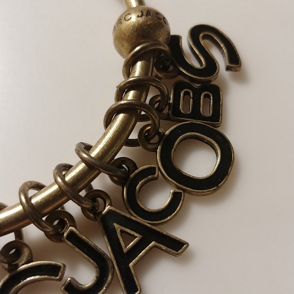 Marc Jacobs Black Brass Bangle Charm Bracelet - Picture 2 of 8
